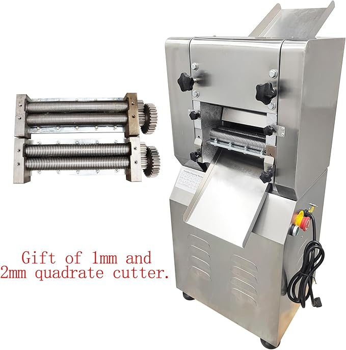 Commercial Electric Noodle Machine High-speed Press Dough Machine with 1mm & 2mm Cutters for Pasta,Dumpling Skin,Noodle,Bread Electric Dough Sheeter 1.5KW 110V