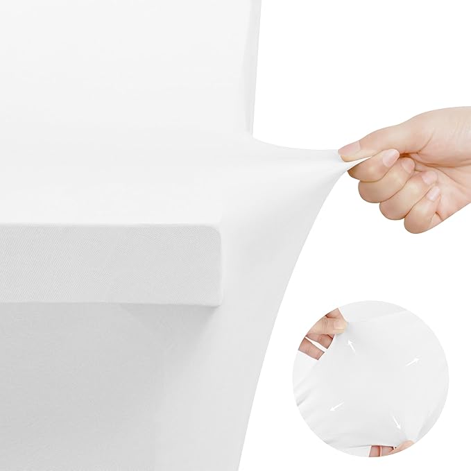 Utopia Kitchen Spandex Tablecloth 10 Pack [6FT, White] Tight, Fitted, Washable and Wrinkle Resistant Stretch Table Cloth Rectangle Cover for Trade Show, Weddings & Parties [72Lx30Wx30H Inch]