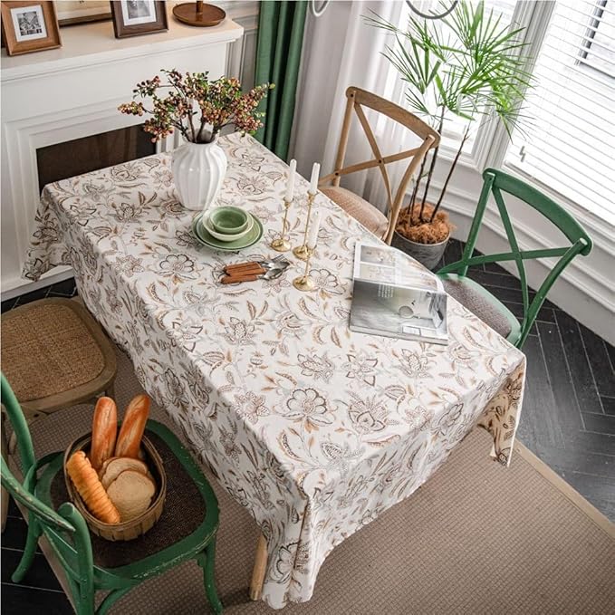 Rectangular Tablecloth Flower Print Tablecloth Pastoral Fabric Tablecloth Suitable for Restaurant Camping(60 * 60cm)