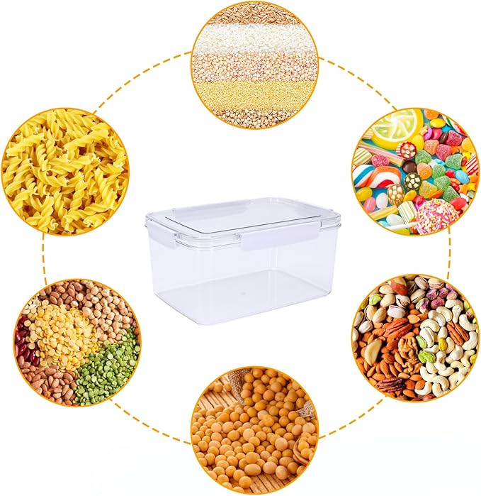 Rice Container Airtight Food Storage Containers with Lids, Transparent Cereal Dispenser Bin for Bread,Coffee Beans,Cookies,Flour,Grain Cereal Soybean Corn,Begie,Pet Dog Cat Food Storage Container
