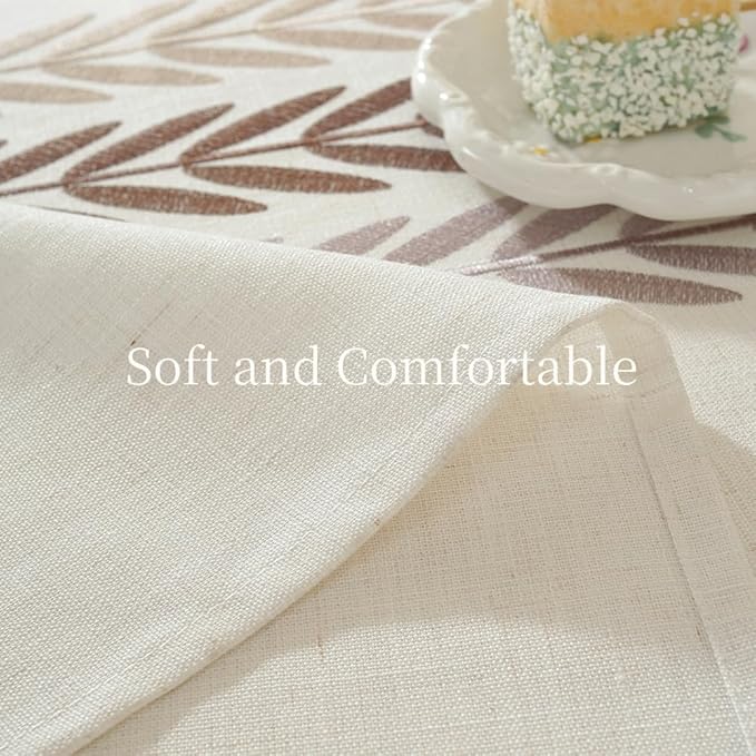 Zobesta Linen Table Cloth Waterproof Square 53 x 53 Inch Linen Table Cover White, Washable Farmhouse Soft Boho Square Tablecloth for Outdoor, Kitchen, Party, Wedding, Picnic