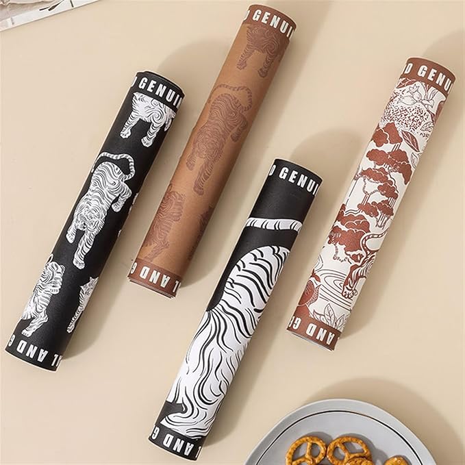 Nordic Leather Table Mat Tiger Printed Placemat Plate Bowl Waterproof Oilproof Heat-Insulated Pad Animal Dinning Table Decor(A)