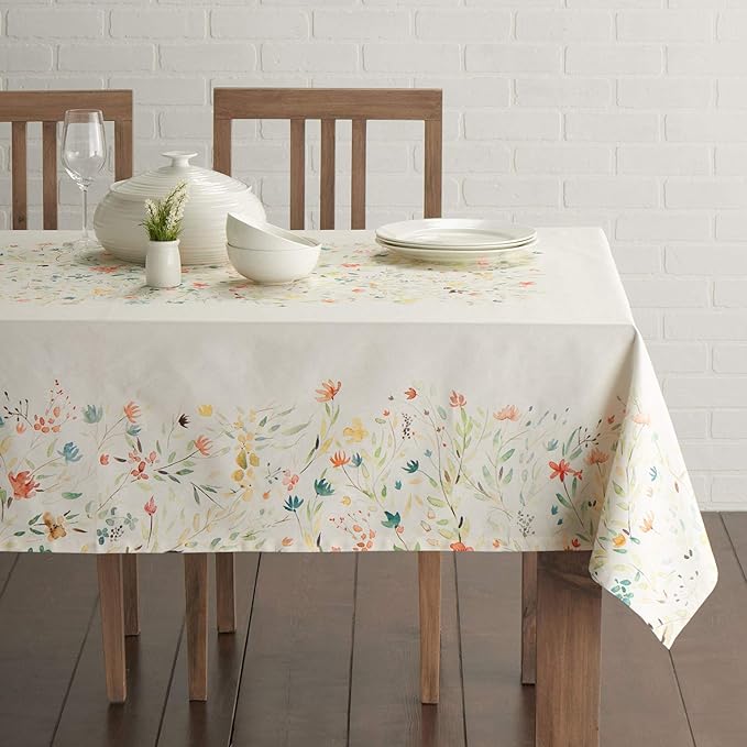 Maison d' Hermine Table Cloth Rectangle Table 100% Cotton 70 x 90 Inches Tablecloth Reusable Decorative for Dining Room Farmhouse Home Valentines Day Decorations Spring Summer - Colmar