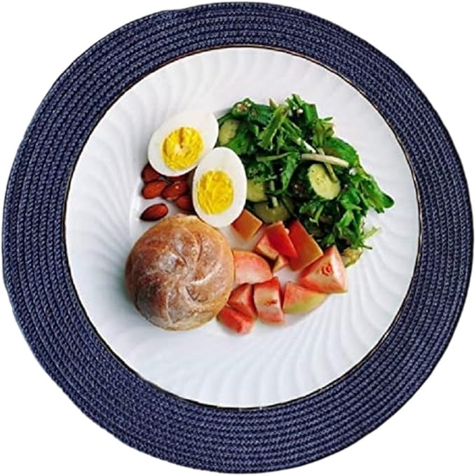 Table Mat Round Braided Woven Set of 6 Woven Placemats Heat Non-Slip for Kitchen Indoor and Outdoor 15 Inch(PPR red Purple,Round_38CM 4PCS)