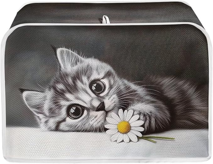 Doojoayie Cute Cat Toaster Cover for Kitchen Small Appliance Bread Machine Protector Washable Oven Cover 2 Slice Kitchen Decorative Accessories