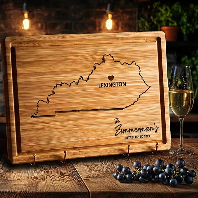 Kentucky Cutting Board Housewarming Gifts, Personalized Destination State Gift, Unique Charcuterie Board for Kitchen, USA Cheese Boards Gift for Host Family
