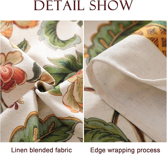 patdrea Designer Vintage Linen Rectangle Tablecloth,Provencal Rustic Floral Pattern Tablecloths,Decorative Table Cover Cloth for Kitchen,Dining Room,Tea Party,Home,Christmas,63"*102"