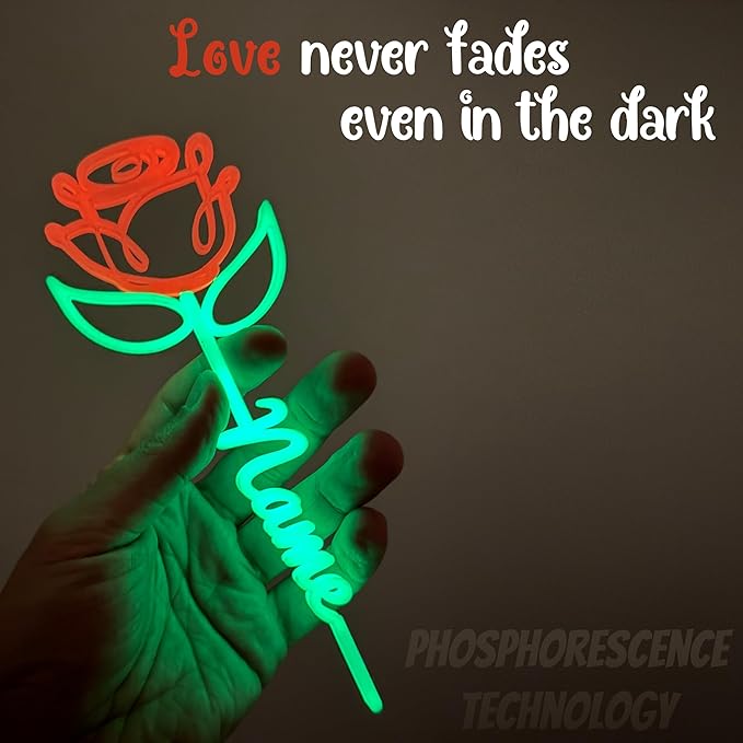 Custom Name Glow Rose with Magnet – Personalized 3D Flower Decoration for Fridge or Wall – Romantic Gift for Birthday, Anniversary, Valentine’s Day – for Boyfriend, Girlfriend, Husband, Wife, Couples