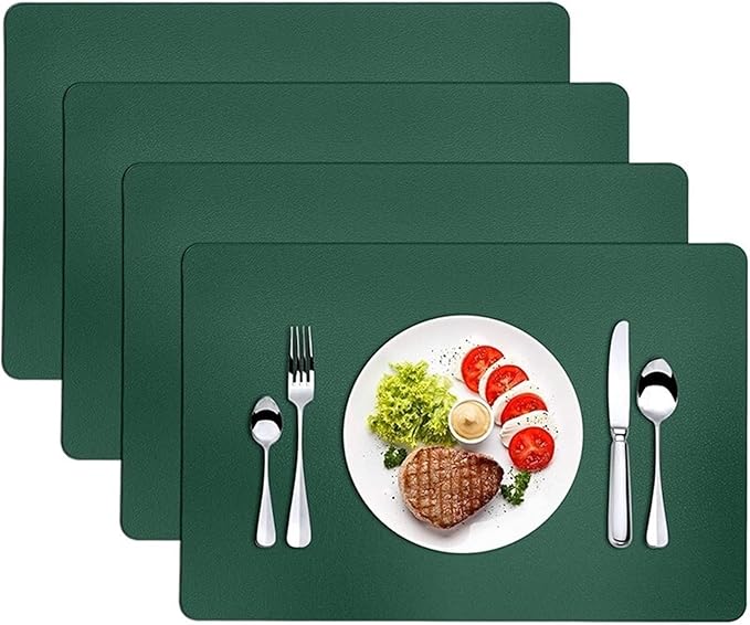 Faux Leather Placemats Set of 1/4/6 Place Mat Heat Indoor Dining Table Mat Easy to Clean Non-Slip Kitchen Mat(YB Cream Grey,45x30cm 6pcs)