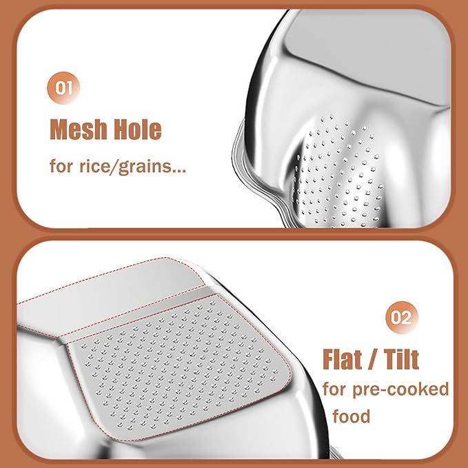 Rice Washer Strainer Bowl, Stainless Steel Washing Bowl whit Side Drainers, Versatile Square Quinoa Colander for Cleaning Rinsing Fruits, Vegetables, and Beans - Multifunctional Drain Basket