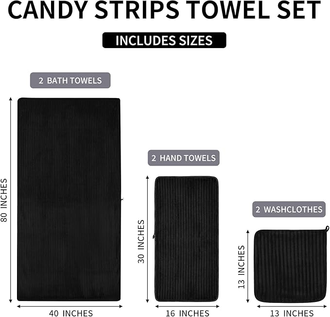 Oversized Bath Sheets 40x80 Inches Extra Large Bath Towels for Adults Super Soft Quick Dry Highly Absobent Microfiber Shower Towels for Bathroom, Pool, Gym, Yoga Towel (Black, 2Piece)