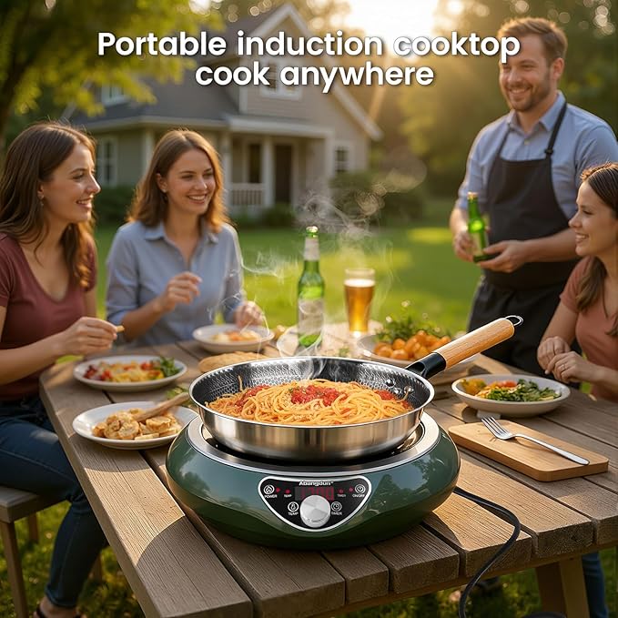 Wok Induction Cooktop 1700W 120V Burner Induction Curved Electric Stove Hot Plate Round Bottom Frying Evenly