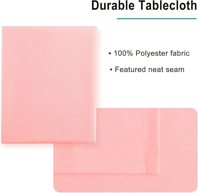 Hiasan Rose Pink Rectangle Tablecloth - Waterproof Washable Polyester Christmas Fabric Table Cloth for Buffect Dining Birthday Party Wedding, 54 x 80 Inch