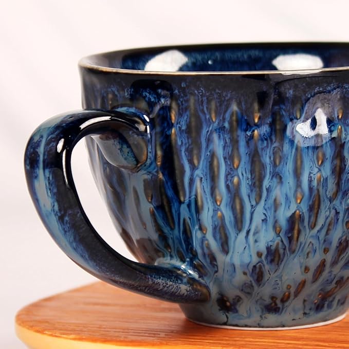 Coffee Mugs Set of 6, 6.8 oz Ceramic Tea Cup, Espresso Cups, Stackable Cups, for Latte, Hot Tea, Cappuccino, Mocha, Cocoa, Milk Tea - Dishwasher & Microwave Safe,Six colors