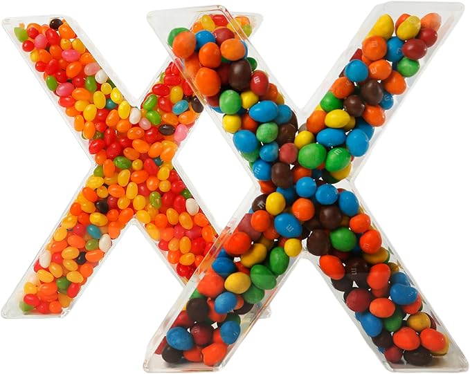 Fillable Alphabet Acrylic Tray Letter Candy Jar Reusable Party Food Jar with Magnetic Lid 10-Inch Sealed Decorative Box (X)