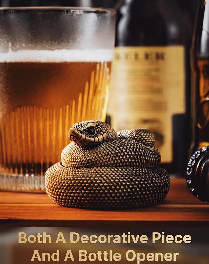 COPPERTIST.WU Hognose Snake Bottle Opener Mens Gift - Animal Beer Bottle Opener Bar Decor Cool Unique Novelty Gadgets (Brass)