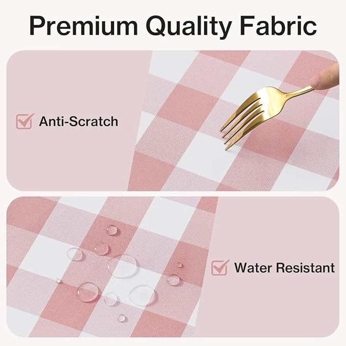 Checkered Tablecloth Rectangle Gingham Table Cloths Waterproof Wrinkle Free Buffalo Plaid Table Covers Washable for Dining, Parties & Outdoor Picnic(Pink,60"×84")