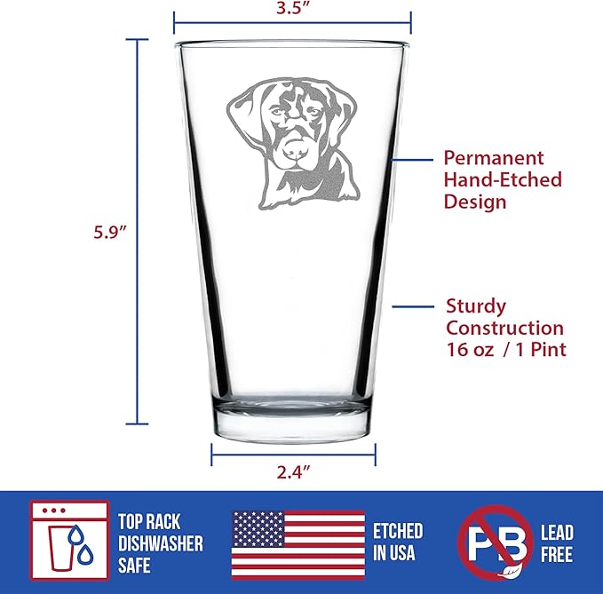 Custom Black Lab Face - Labrador Retriever Pint Glass for Beer - Fun Unique Dog Themed Decor Gifts for Men & Women - 16 oz - Customized Glasses