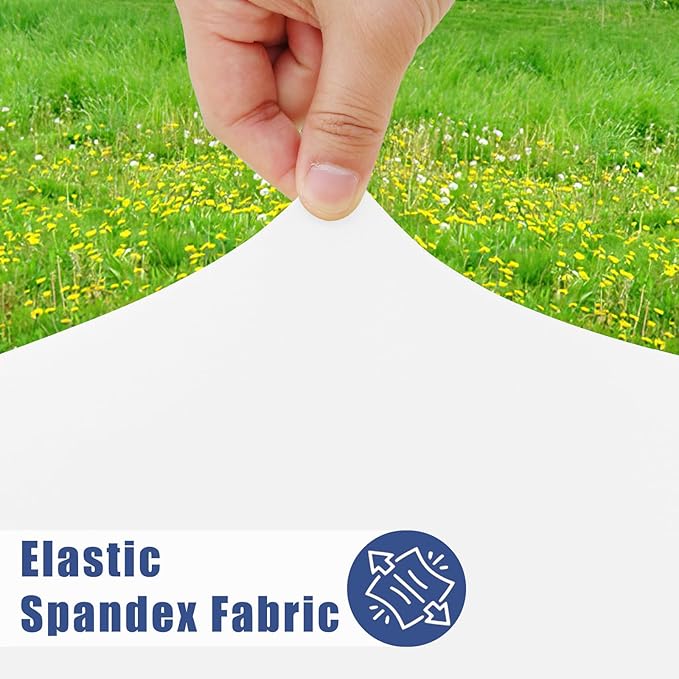 Round Spandex Tablecloth, Elastic Fitted Waterproof Tablecloths for 31"-35" Tables, Stretch Washable Picnic Table Cover for Camping, Dining, Indoor and Outdoor, White