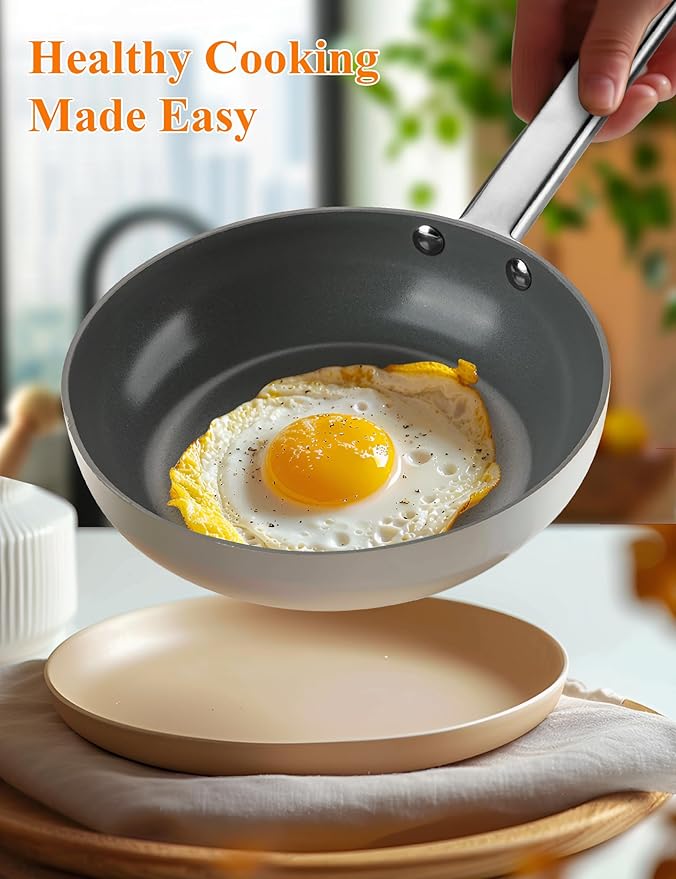 ChefRobot Nonstick Ceramic Cookware Set Healthy Pots And Pans Set Induction Kitchen Cookware sets Non Toxic Pots And Pan Set,PFOA ＆ PTFE Free (12 Pcs-Cookware Sets)