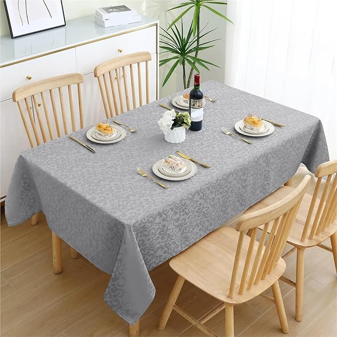 Tablecloth Tablecloth Rectangular Polyester Tablecloth Jacquard Dyeing Tablecloth Tablecloth Table Decoration and Accessories for Restaurant Cafe(White,140x240cm(Rectangle))