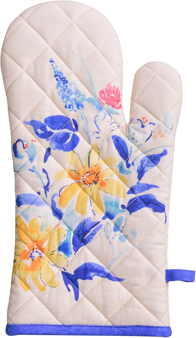 Maison d' Hermine Oven Gloves 100% Cotton Oven Mitt 7" x 13" with Loop Heat Resistant, BBQ, Cooking Gloves, Baking, Grilling, Kitchen, Handling Hot Pans Spring/Summer (Pack of 1, Girassol)