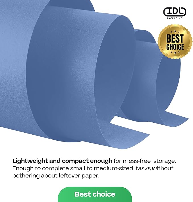 Blue Kraft Paper Roll 48" x 1200" (100 feet) with Cutter - USA-Made Gift Wrapping Paper for Packing, Moving, Shipping & Crafts/Arts - 100% Recyclable Natural Craft Material by IDL Packaging