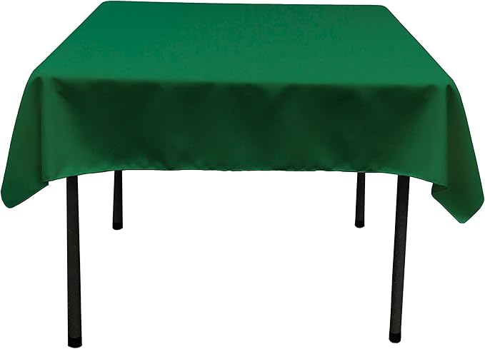 LA Linen Polyester Poplin Washable Square Tablecloth, Stain and Wrinkle Resistant Square Table Cover 52x52, Fabric Table Cloth Square for Dining, Kitchen, Party, Holiday 52 by 52-Inch, Emerald Green