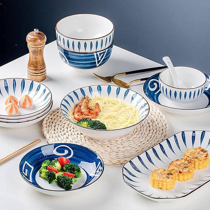 Dinnerware Set, Plates and Bowls Sets, Plates and Bowls Sets, Dishes Sets-Complete Porcelain Combination-for Home Kitchen Dining(Chiba,70 Pieces)