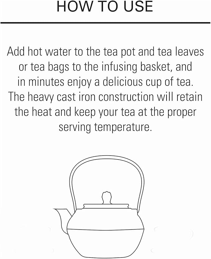 InnoLife Cast Iron Teapot with Stainless Steel Infuser, Japanese Tea Pot for Loose Leaf, Tea Kettle with Enameled Interior, Fish Scale Pattern 900ml/30oz