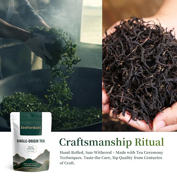 ZenVerdant Forest Ancient Wild Tree Black Tea 7 Oz - Premium Loose Leaf, Natural Floral & Fruit Notes, Smooth Non-Bitter, Resealable Airtight Pouch