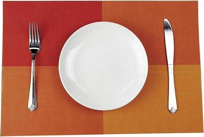 Table Placemats Set of 1/4/6 PVC Heat- Place Mat Washable Kitchen Table Mats Suitable for Dining Table Kitchen(KP Grey Coffee,30X45CM_6PCS)