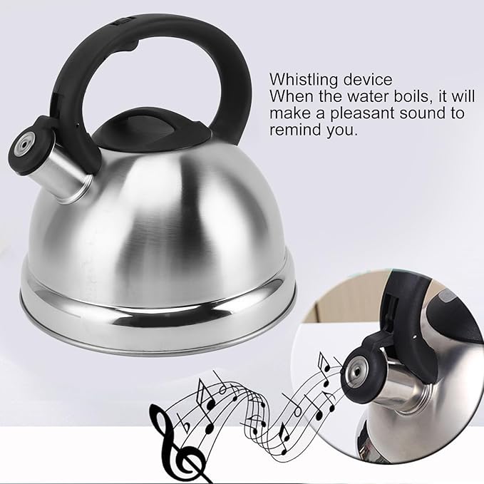 Whistling Tea Kettle,Stainless Steel Stovetop Teapot Boiling Water Container Whistling Hot Water Kettle for Stovetop Gas Stove Induction Cooker