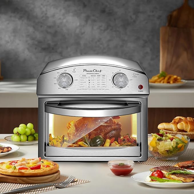 Air Fryer,13QT,360° Hot Air Circulation for Healthy Oil-Free Cooking，Multifunctional Convection Toaster Oven Air Fryer Combo, Time Control Contertop Oven & Stainless Steel Adjustable Temp