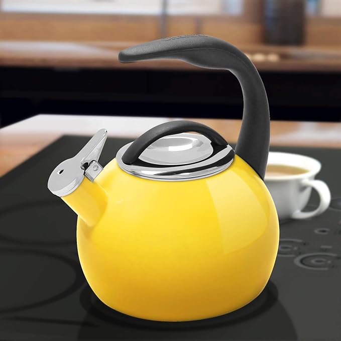 Chantal Anniversary Tea kettle, 2 Quart, Enamel Carbon steel, Whistling, Canary Yellow