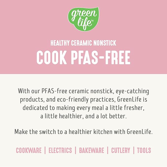 GreenLife 8 Piece Ceramic Nonstick Cookware Set, Induction Suitable Non Toxic PFAS-Free Pots & Pans, Dishwasher Safe, Cooking Set, Stock Pot, Saucepans & Frying Pans, Kitchen Cooking, Light Pink
