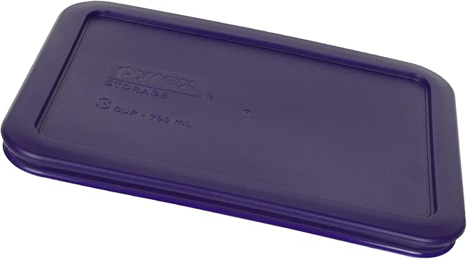 Pyrex 7210-PC 3 Cup Purple Rectangle Plastic Food Storage Lid, Made in USA - 2 Pack