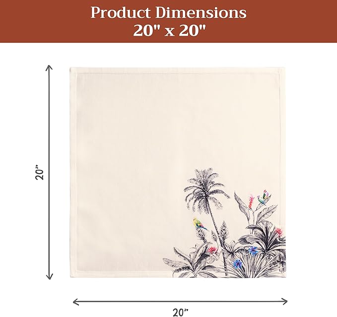 Maison d' Hermine Cloth Napkins Set of 4 100% Cotton for Thanksgiving Christmas Decorations Everyday Reusable Square Fall Napkins Cloth Washable Dinner Party (Amazonia, 20"x20")
