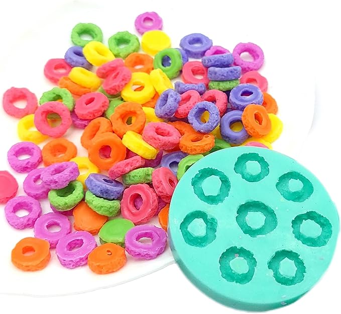 Fruit rings circles Real size Mini donuts Cereal Silicone Mold Wax mold Resin mold Soap mold Realistic Flexible mold cereal candle NC107