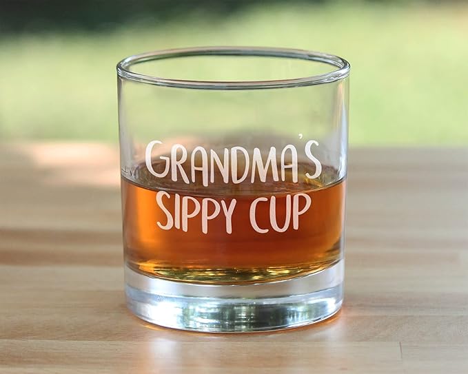 Grandma's Sippy Cup - Unique Whiskey Rocks Glass for Grandmothers - Fun Grandparents Themed Gifts - 10.25 Oz