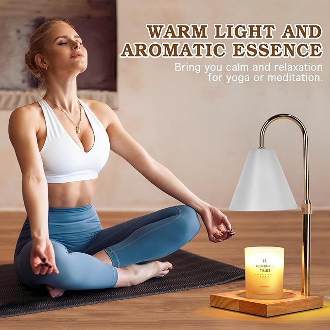 White Candle Warmer Lamp with Timer Dimmer, Electric Candle Lamp Warmer for Bedroom Decor, Birthday Gifts for Mom, Adjustable Metal Candle Lamp, Valentines Gifts, Home Decor for House Warming Gifts