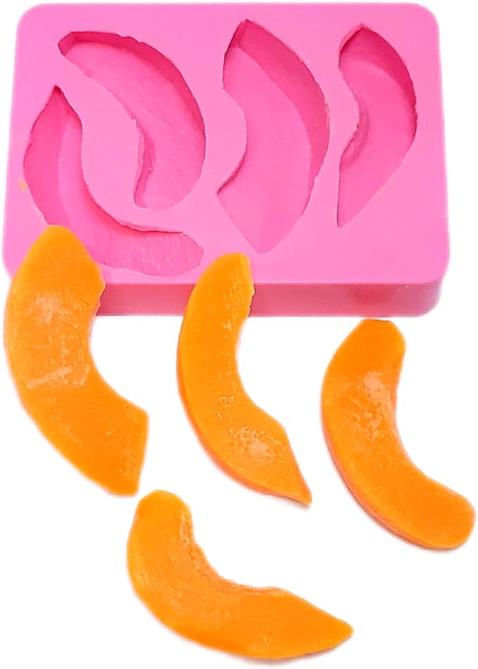 Natucraft Peach Slices Silicone Mold - Wax, Resin, Soap, Realistic Flexible - Turquoise Blue - Baking Molds