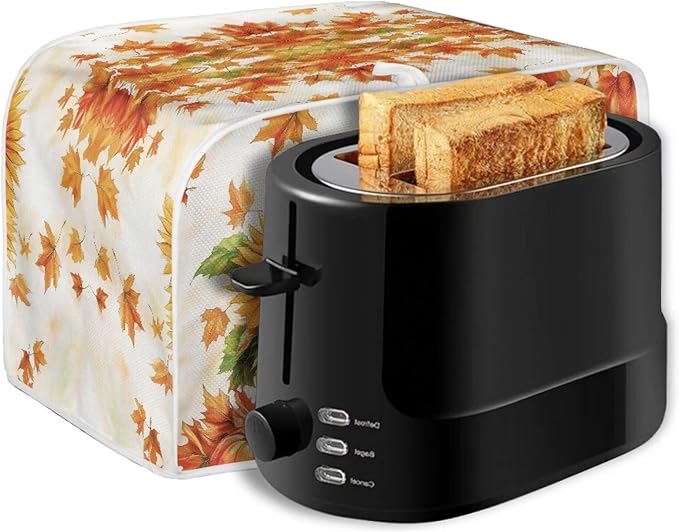 Doojoayie Toaster Cover Dust Resistant Cover for Kitchen Small Appliance Sunflower & Pumpkin 2 Slice Bread Machine Protector Thanksgiving Decor Accessories for Home Kitchen