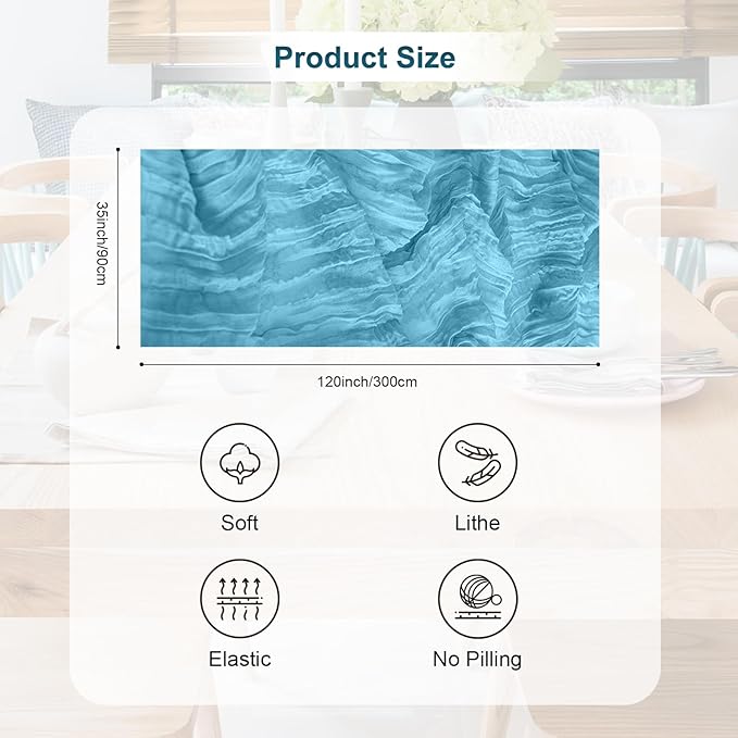 10 Pack Baby Blue Cheesecloth Table Runner 35x120 Inch 10Ft Rustic Gauze Cheese Cloth Table Runner Sheer Cheesecloth Table Runners for Wedding Party Bridal Shower Decoration