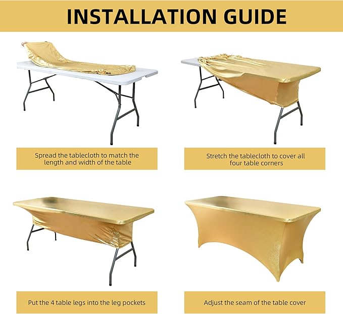 10-Pack 6ft Spandex Table Covers for Rectangle Standard Folding Tables - Wrinkle Resistant Stretch Tablecloths - Ultimate Fitted Table Protector for Parties, Banquet, Wedding