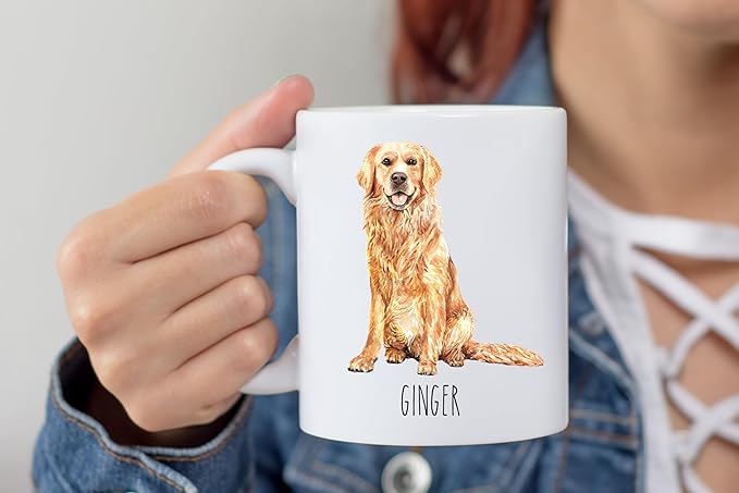 Golden Retriever Custom Coffee Mugs with Name for Dog Mom Dad - Personalized Gifts for Best Friends - Grandma Grandpa Present (Golden Retriever)