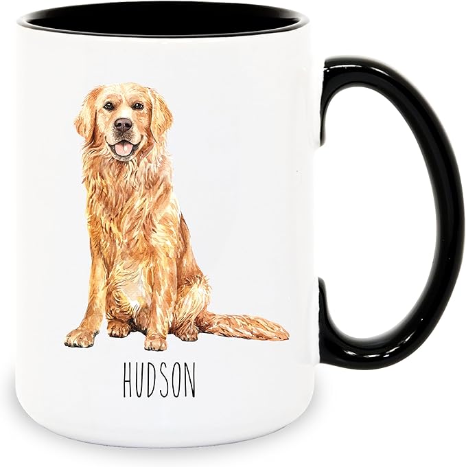 Golden Retriever Custom Coffee Mugs with Name for Dog Mom Dad - Personalized Gifts for Best Friends - Grandma Grandpa Present (Golden Retriever)