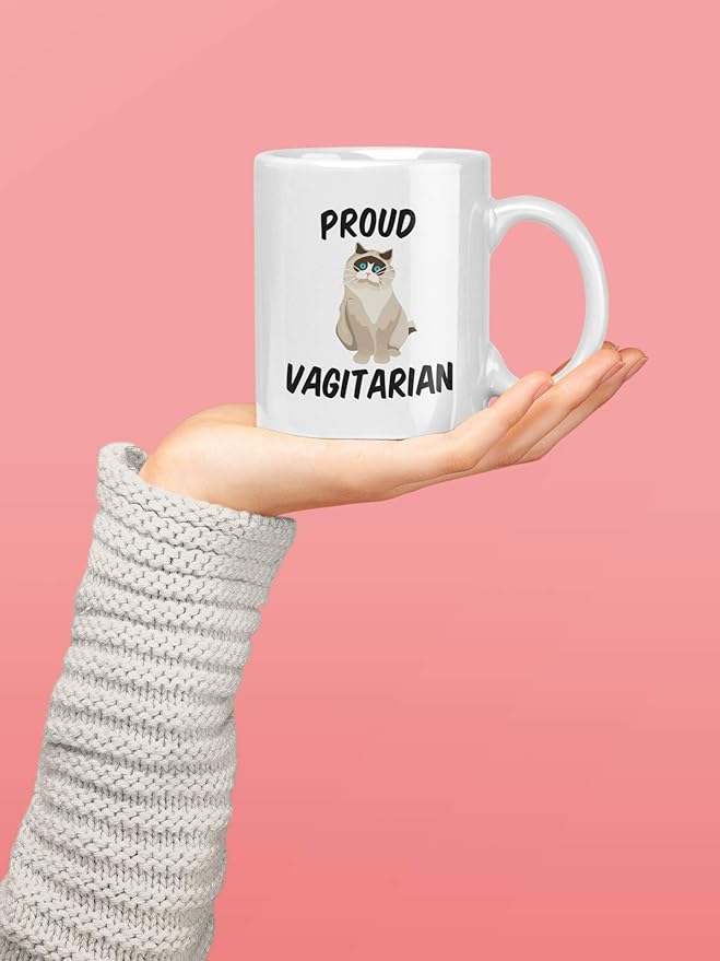 Casitika Funny LGBT Mugs. Proud Vagitarian 11 ounce Lesbian Coffee Mug. Cup Idea for Gay Girlfriend or Friend on Her Birthday or Anniversary. (White)