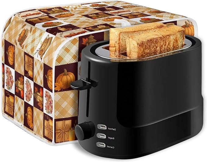 Doojoayie Fall Decor Toaster Cover with Pumpkin Print Dust Resistant Bread Machine Protector Thanksgiving Theme Oven Cover 2 Slice Small Appliance Dust and Fingerprint Protection