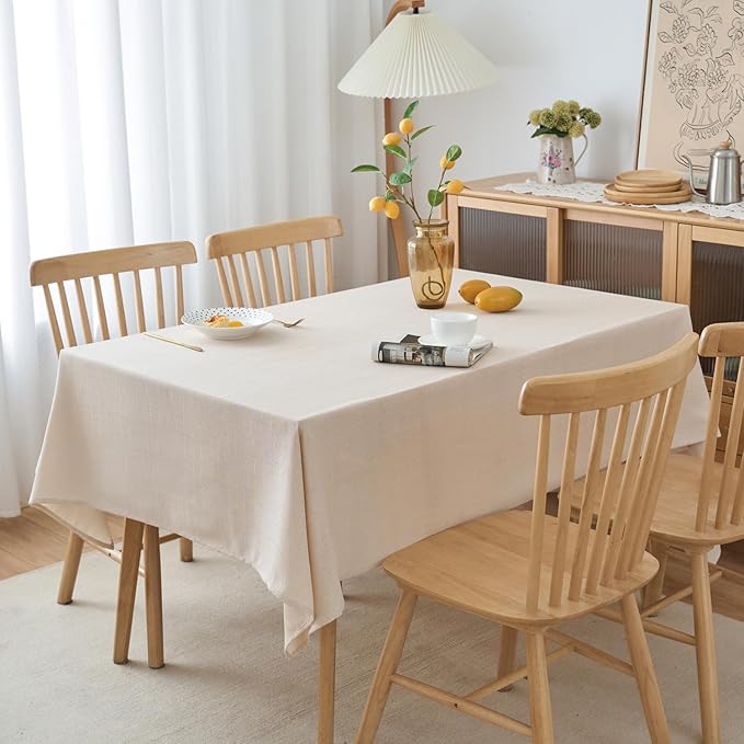 NLMUVW Linen Tablecloth for Rectangle Table, Champagne Table Cloth Extre Long Water Resistant Farmhouse for Party Kitchen Dining, 54 x 120 Inch